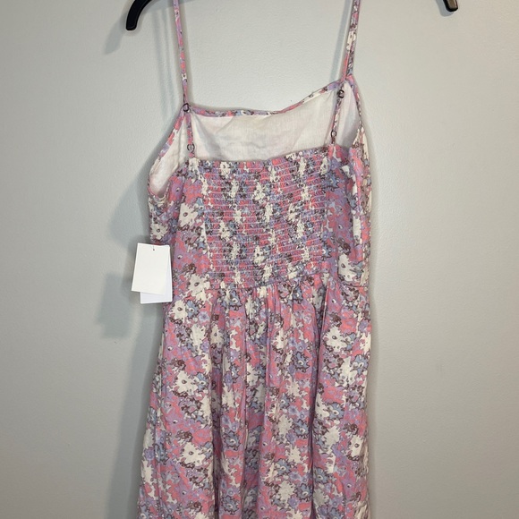 Nordstrom ABOUND SQUARE NECK PRINTED MINI DRESS PINK FADE FLOWER HAZE Small - Picture 4 of 7